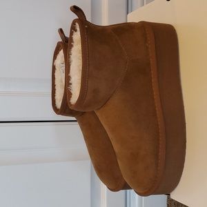 Womens Unionbay Faux Suede Platform Low Boots SABINA Size 8 9 Chestnut NWT